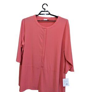 New Croft &‎ Barrow top blouse size 3X fruit punch  3/4 sleeve  tunic  stretch